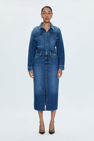 Amira Denim Midi Dress Social - Pistola - COLOR GAME