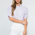 Annie Ruched Sleeve Textured Top Purple - THML - COLOR GAME