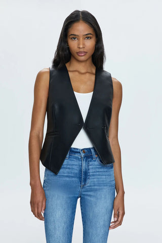 Arabella Slate Black Vegan Leather Vest - Pistola - COLOR GAME