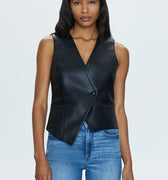 Arabella Slate Black Vegan Leather Vest - Pistola - COLOR GAME