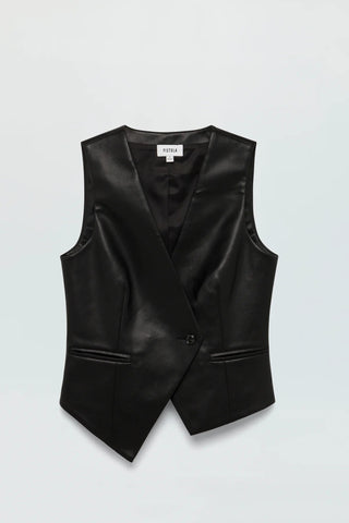 Arabella Slate Black Vegan Leather Vest - Pistola - COLOR GAME