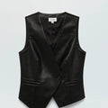 Arabella Slate Black Vegan Leather Vest - Pistola - COLOR GAME