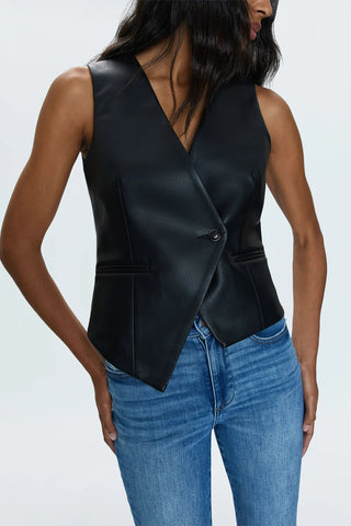 Arabella Slate Black Vegan Leather Vest - Pistola - COLOR GAME