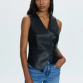 Arabella Slate Black Vegan Leather Vest - Pistola - COLOR GAME