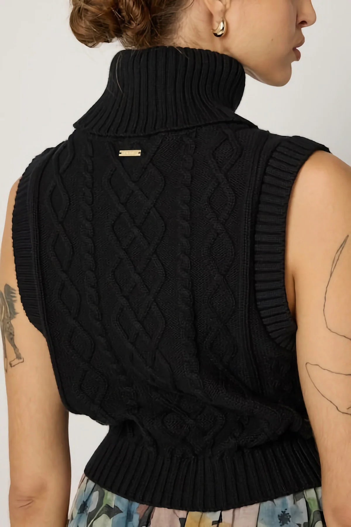 Aria Black Sleeveless Turtleneck Sweater - Cleobella - COLOR GAME