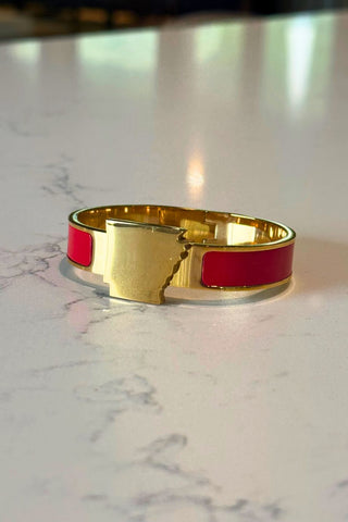 Arkansas Map Bangle Bracelet Red - Gameday Luxe - COLOR GAME