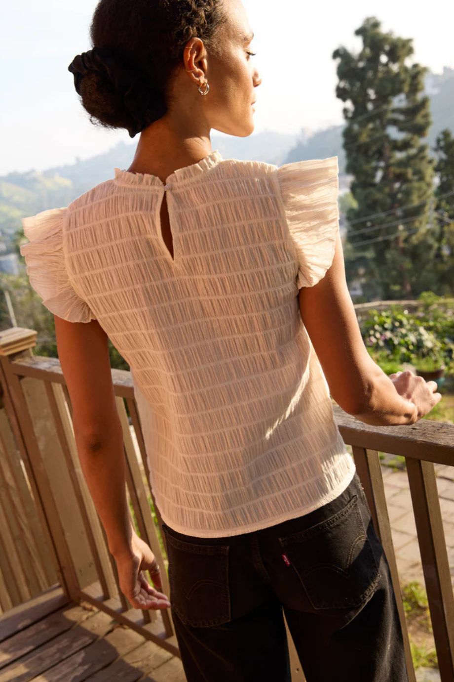 Ashley Ruffle Tank – Porcelain - Nation Los Angeles - COLOR GAME
