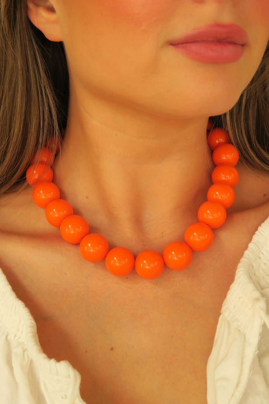 Barbados Beaded Collar Necklace Orange - Accessory Concierge - COLOR GAME