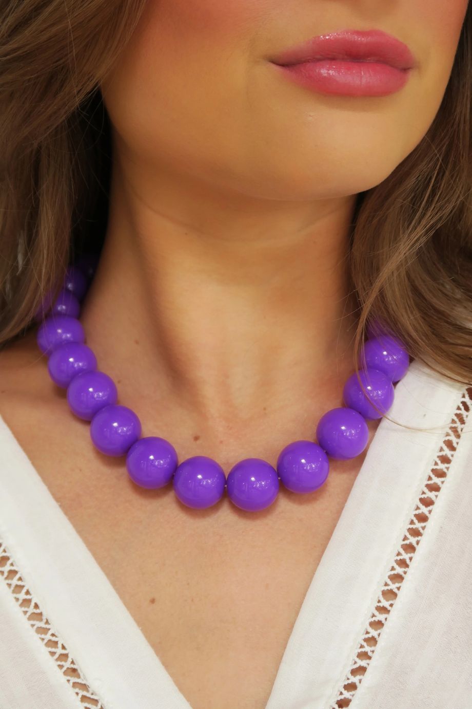 Barbados Beaded Collar Necklace Purple - Accessory Concierge - COLOR GAME