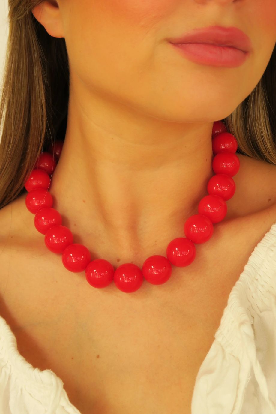 Barbados Beaded Collar Necklace Red - Accessory Concierge - COLOR GAME