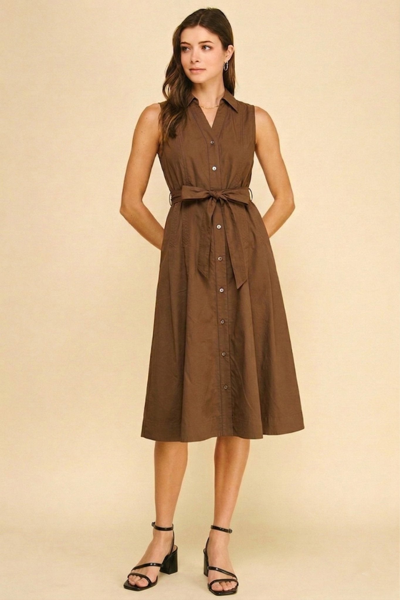 Barton Sleeveless Midi Shirt Dress - Pinch - COLOR GAME