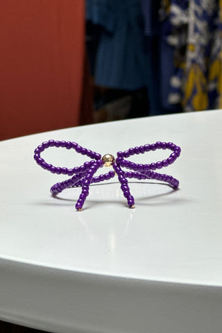 Beaded Bow Bracelet Purple - Gameday Luxe - COLOR GAME