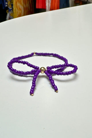 Beaded Bow Bracelet Purple - Gameday Luxe - COLOR GAME