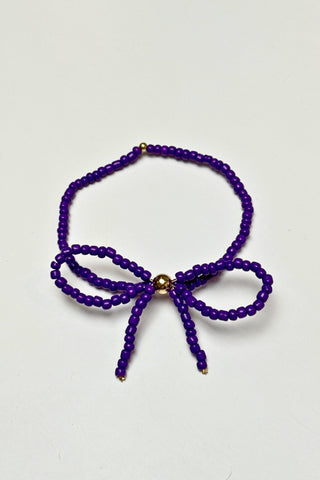 Beaded Bow Bracelet Purple - Gameday Luxe - COLOR GAME