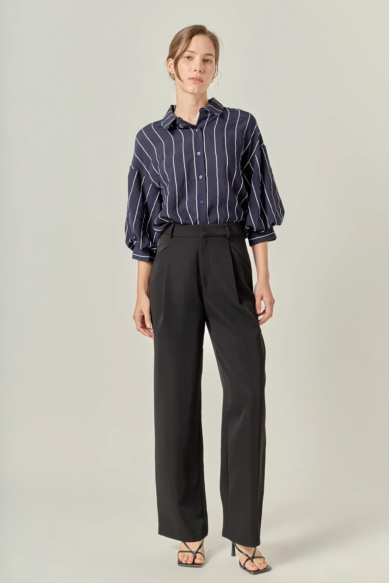 Bellamy Balloon Sleeve Blouse Navy Stripe - English Factory - COLOR GAME