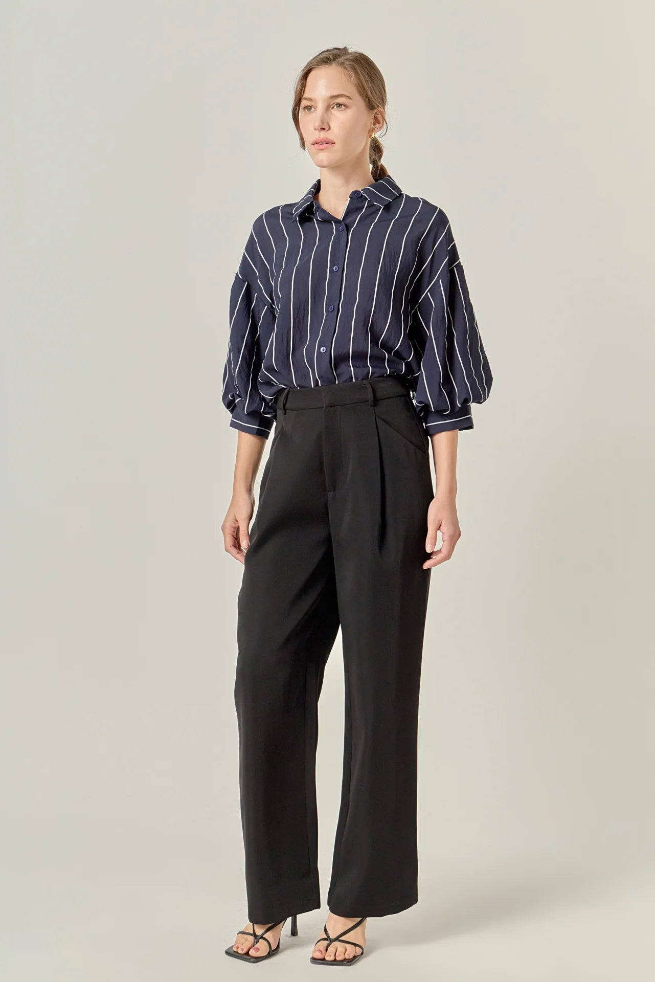 Bellamy Balloon Sleeve Blouse Navy Stripe - English Factory - COLOR GAME