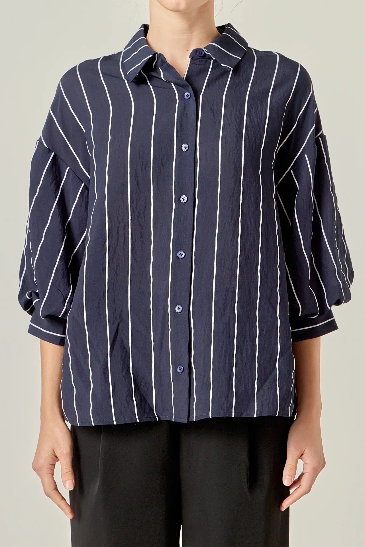Bellamy Balloon Sleeve Blouse Navy Stripe - English Factory - COLOR GAME