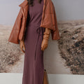 Belted Maxi Column Dress Wine - Lilla P - COLOR GAME