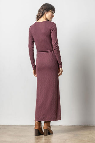 Belted Maxi Column Dress Wine - Lilla P - COLOR GAME