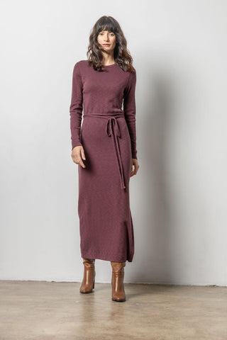 Belted Maxi Column Dress Wine - Lilla P - COLOR GAME