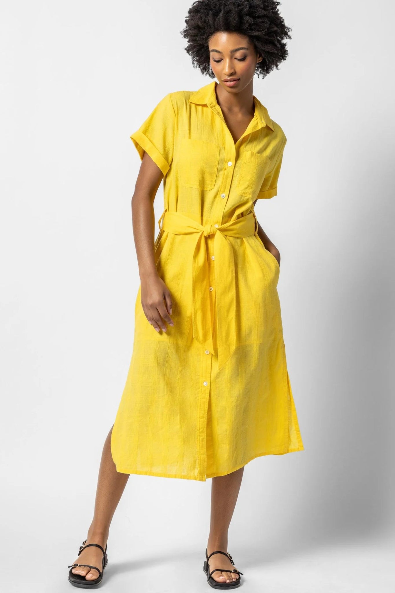 Belted Shirt Dress Saffron - Lilla P - Color Game