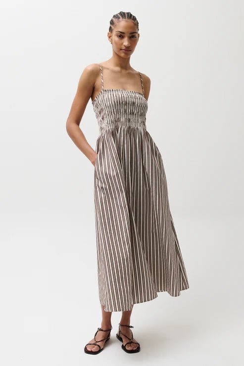 Bianca Shirred Bodice Dress - Pistola - COLOR GAME