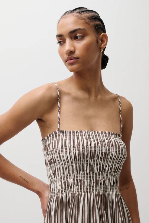 Bianca Shirred Bodice Dress - Pistola - COLOR GAME