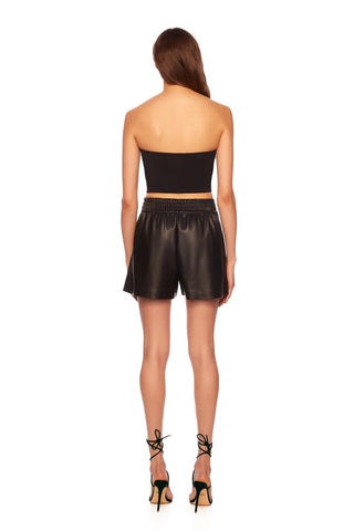 Black Faux Leather Pleated Short - Susana Monaco - COLOR GAME