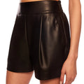 Black Faux Leather Pleated Short - Susana Monaco - COLOR GAME