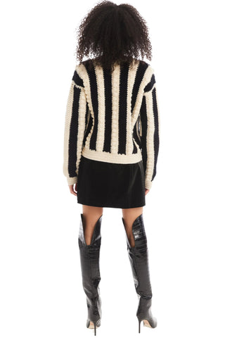 Black + Ivory Crochet Cardigan - Allison New York - COLOR GAME