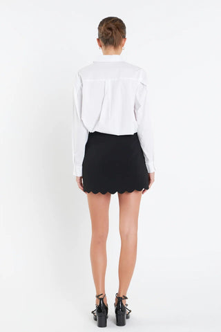 Black Scallop Hem Skort - English Factory - COLOR GAME