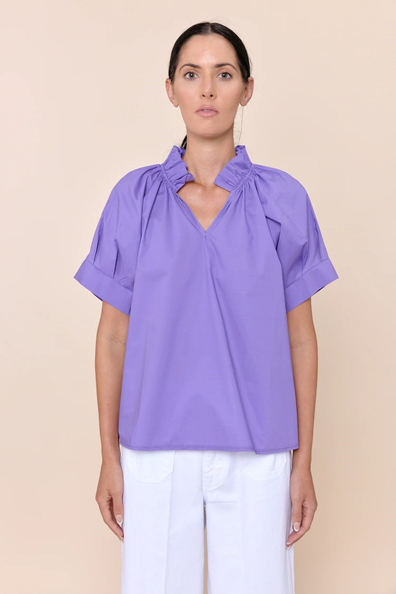 Blake Ruched Neck Blouse - Sofia - COLOR GAME