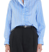 Blue Stripe Ruffled Shirt - English Factory - COLOR GAME