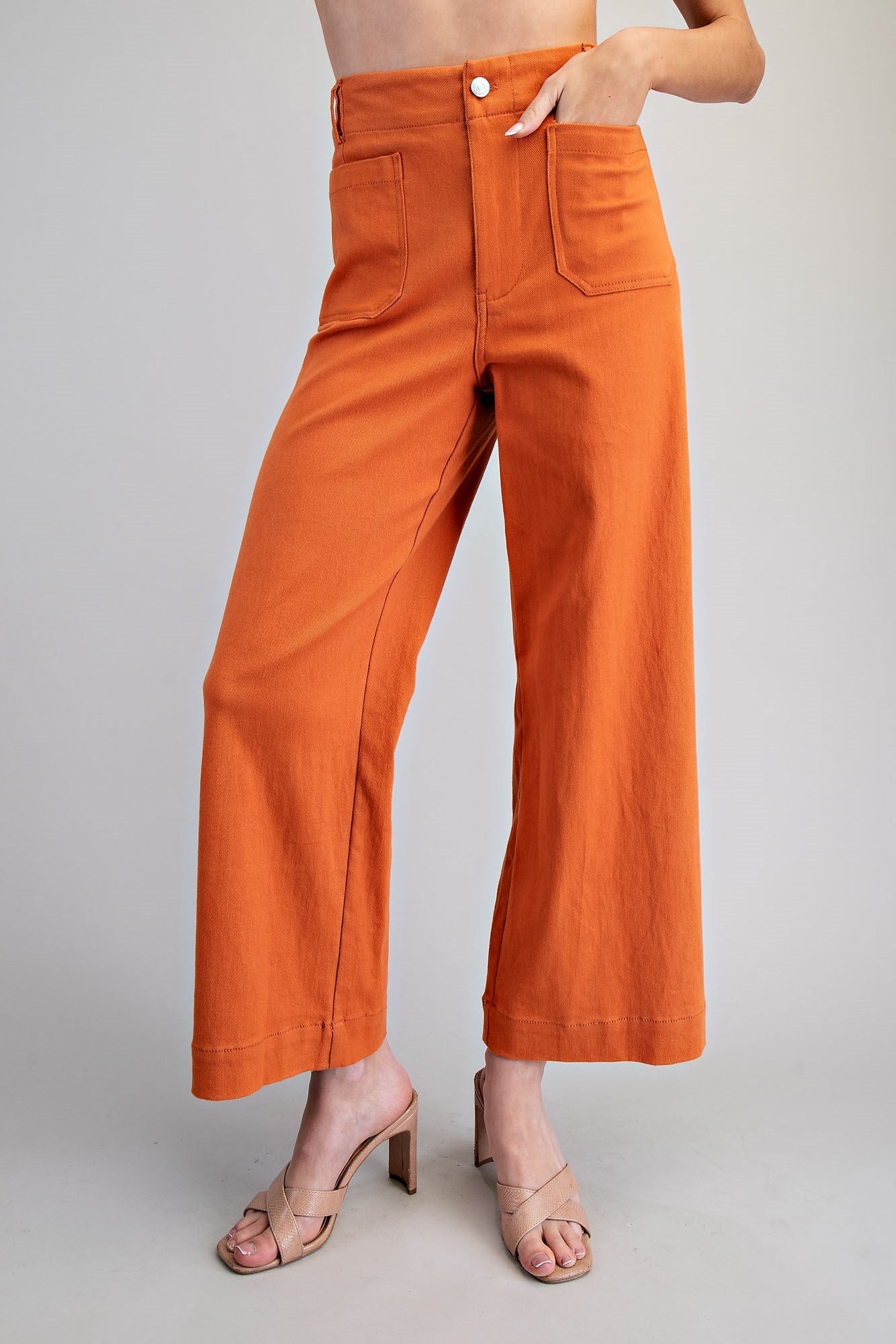 Blythe Cropped Wide Leg Denim Pants Clay - Color Game - COLOR GAME