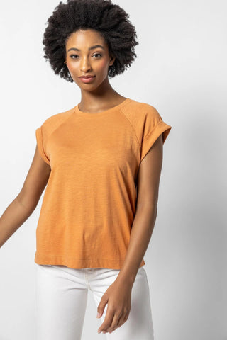 Boxy Cuffed Sleeve Crewneck Honey - Lilla P - Color Game