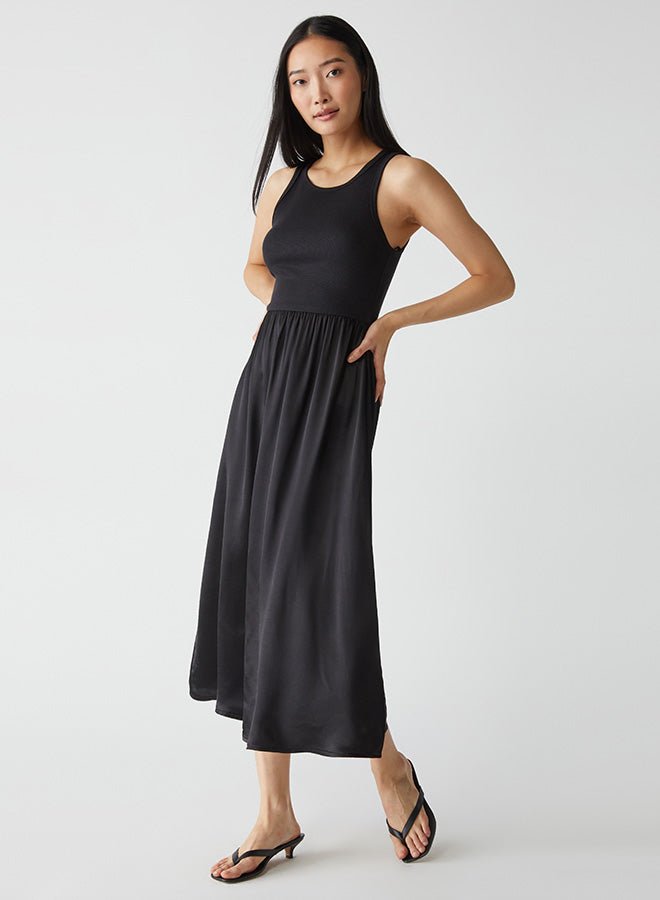 Bridgette Mixed Fabric Midi Dress - Michael Stars - COLOR GAME