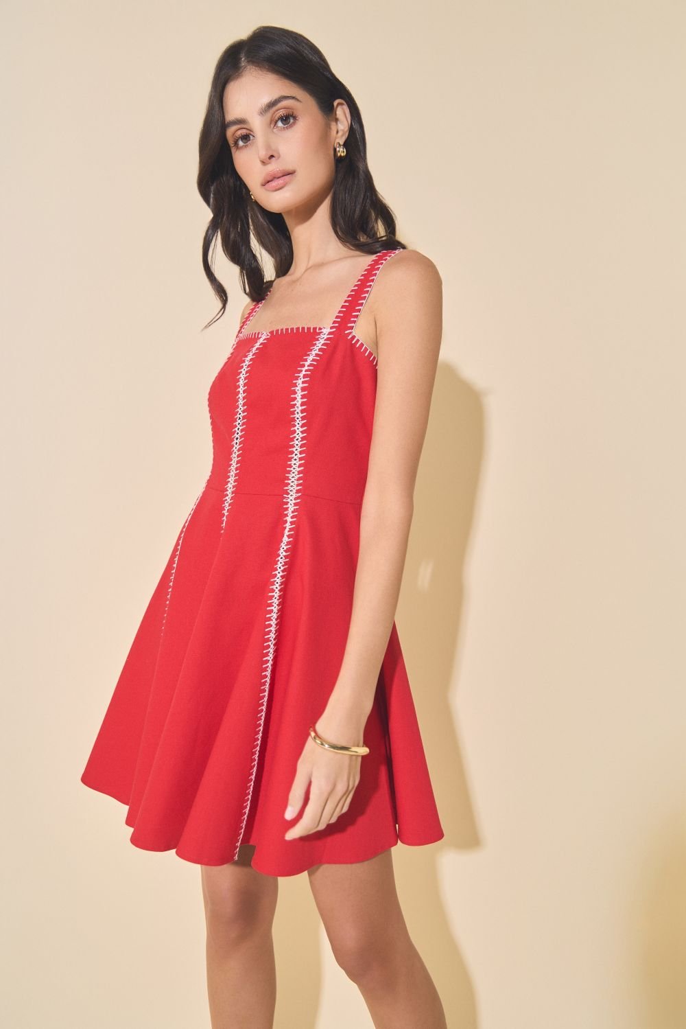 Brinkley Whipstitch Fit & Flare Mini Dress - COLOR GAME - COLOR GAME
