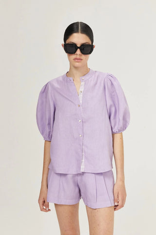 Bubble Linen Shirt Bright Lilac - Lanhtropy - Color Game