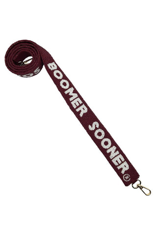 Burgundy Boomer Sooner Beaded Bag Strap - LA Chic - COLOR GAME