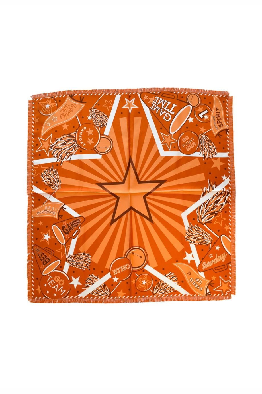 Burnt Orange Fringed Spirit Scarf - Saturday Silks - COLOR GAME