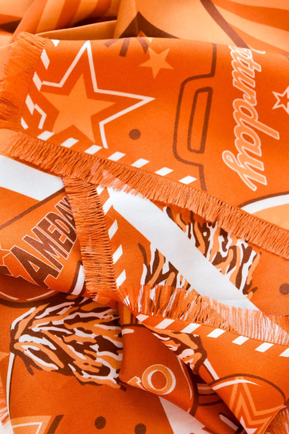 Burnt Orange Fringed Spirit Scarf - Saturday Silks - COLOR GAME