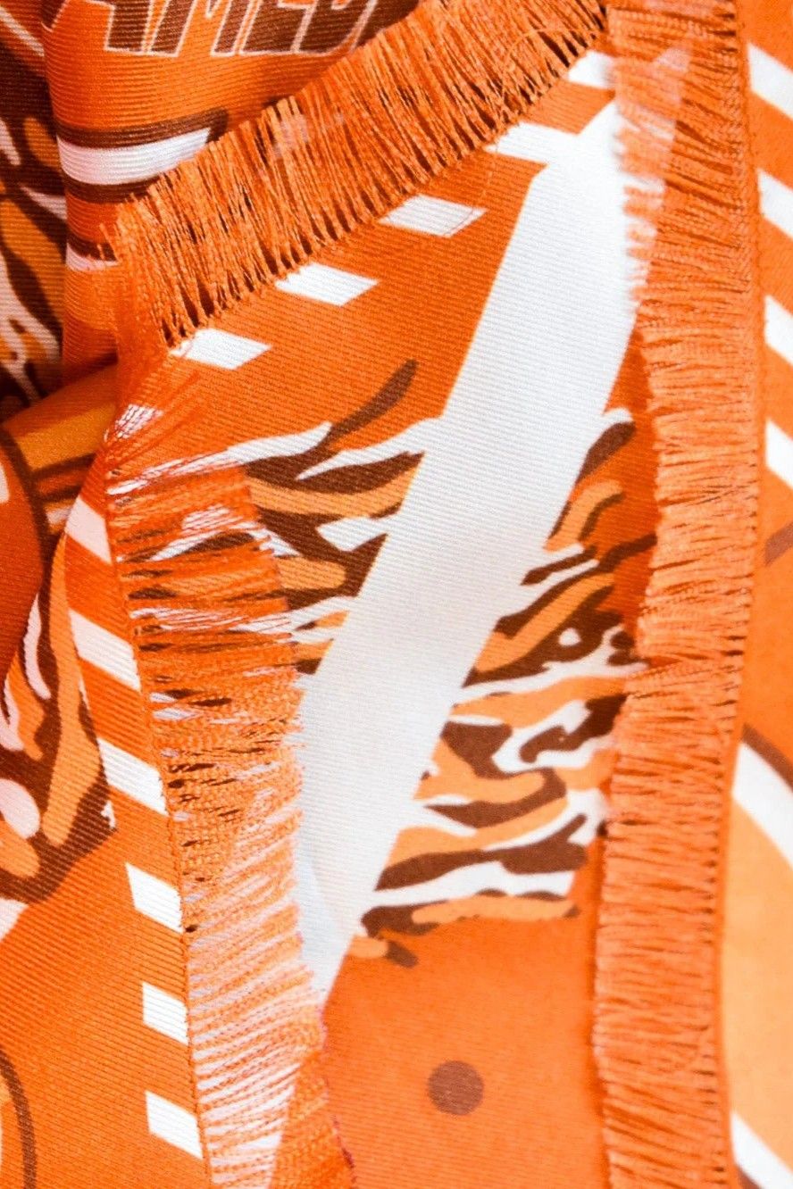 Burnt Orange Fringed Spirit Scarf - Saturday Silks - COLOR GAME