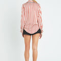 Burnt Orange Striped Satin Button Up Shirt - English Factory - COLOR GAME