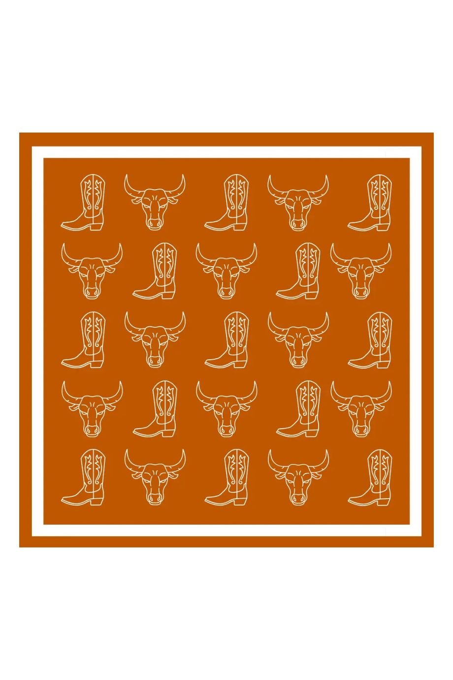 Burnt Orange Western Icons Print Scarf - Alma Mater Collection - COLOR GAME