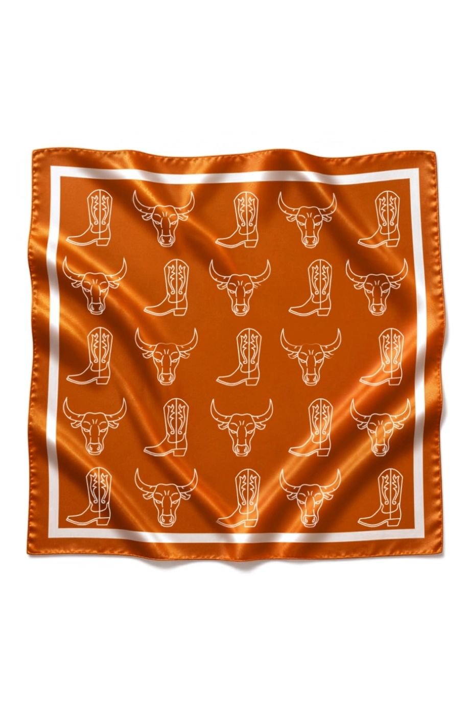 Burnt Orange Western Icons Print Scarf - Alma Mater Collection - COLOR GAME