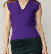 Callie Purple Ribbed Sweater Vest - Current Air - COLOR GAME