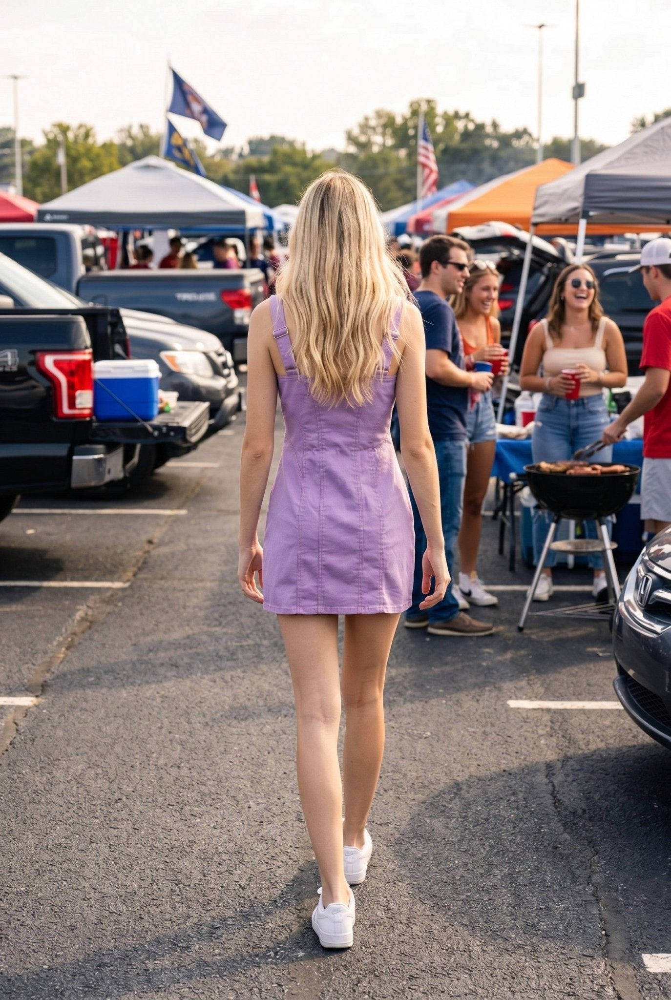 Cami Stitch Detail Zip-Front Dress Lavender - Color Game - COLOR GAME