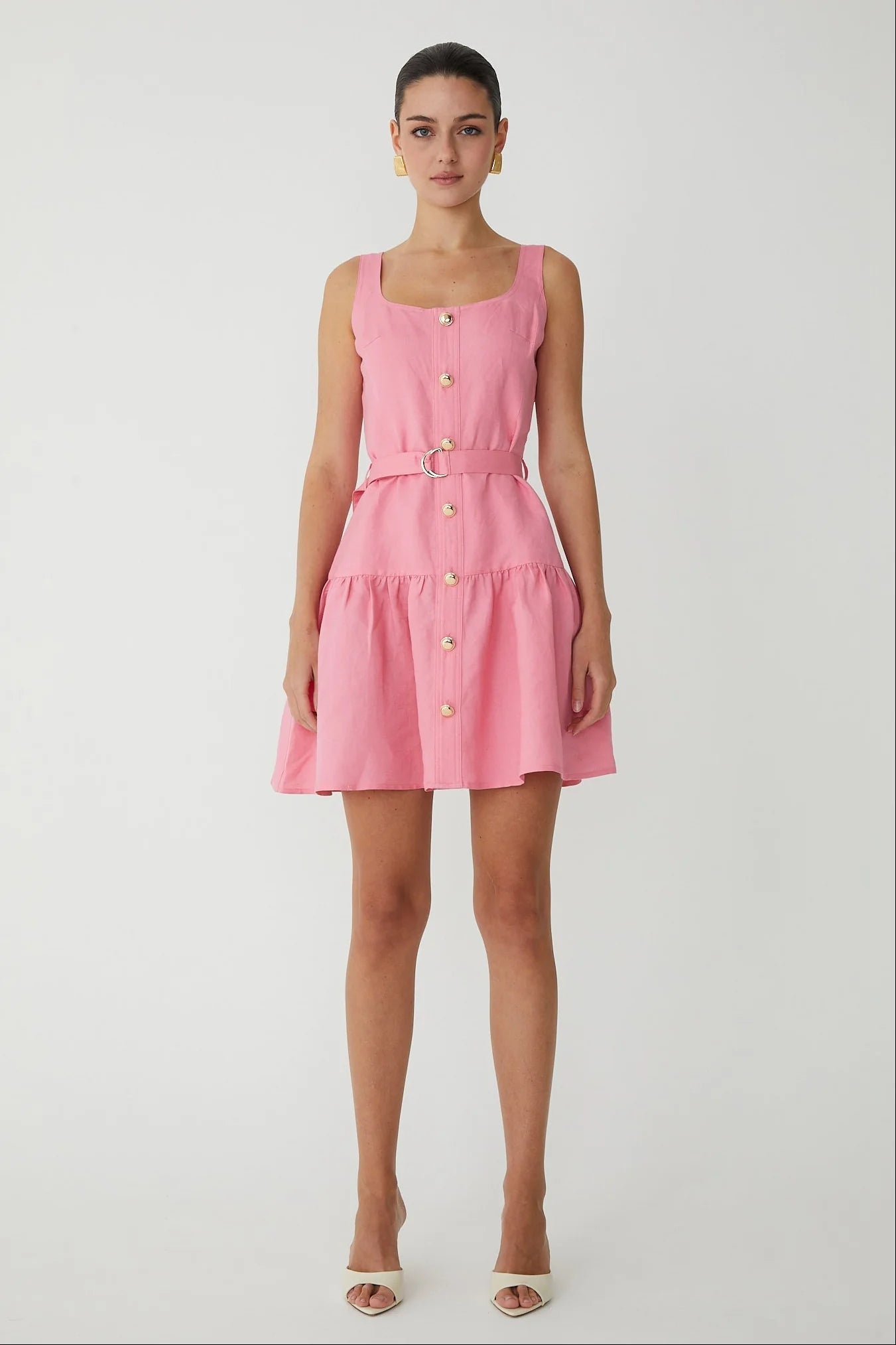 Cari Belted Linen Mini Dress - JS71 - COLOR GAME