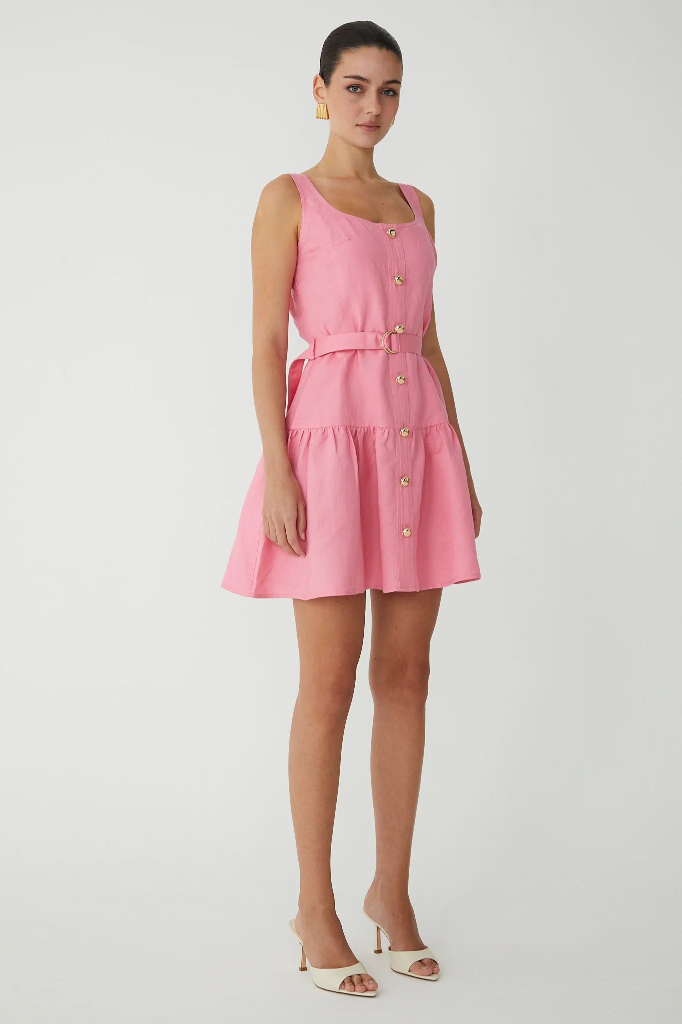 Cari Belted Linen Mini Dress - JS71 - COLOR GAME