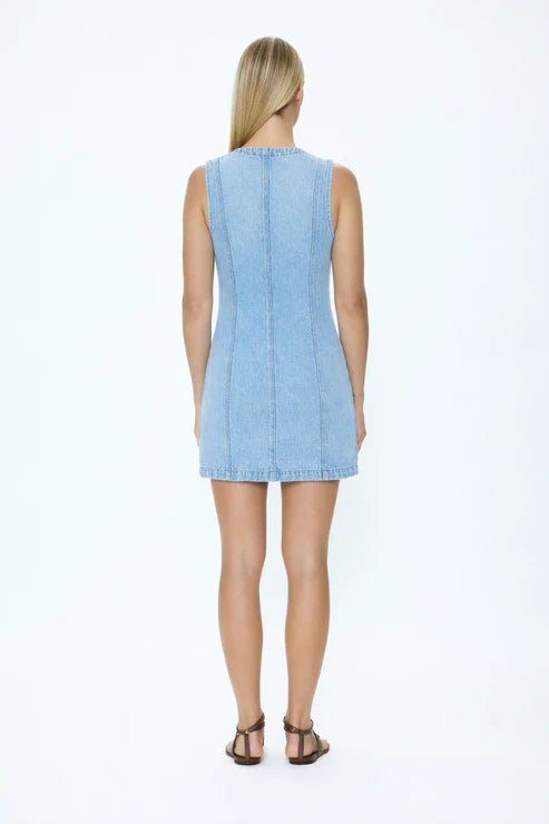 Carmel Button - Front Denim Mini Dress - Pistola - COLOR GAME